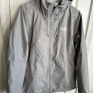 The North Face Light Gray Hooded Rain Jacket